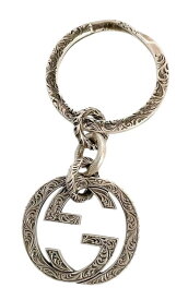 グッチ キーリング インターロッキングG SV925 キーホルダー 彫り エングレービング シルバー バッグチャーム ダブルG 銀製品 GUCCI メンズ レディース 【中古】