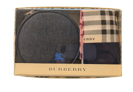 未使用 バーバリー ポーチ ハンカチ セット キャンバス チェック レディース デニムポーチ　ベージュ BURBERRY ギフト 【中古】