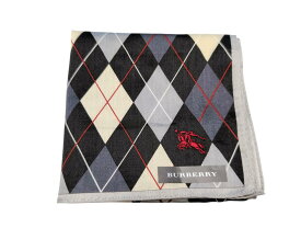 未使用 バーバリー ハンカチ ランチマット　スカーフ　グレー ブラック ベージュ アーガイル 　綿　コットン　100％　レディース　メンズ BURBERRY　　 【中古】