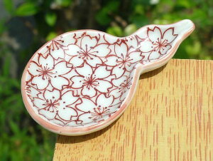 京焼 清水焼 赤絵桜詰箸置き(ひさご)単品