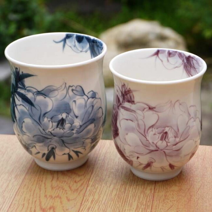 楽天市場】京焼 清水焼 染花牡丹夫婦湯呑 陶あん : 京焼清水焼専門店 