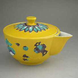 京焼 清水焼 黄交趾宝尽し宝瓶急須　昭阿弥