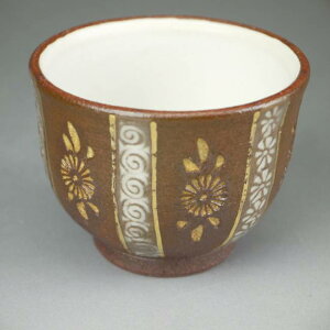 京焼 清水焼 焼締金彩三島ぐい呑 喜信