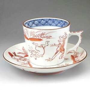 京焼 清水焼 赤絵高山寺コーヒー碗皿 貴