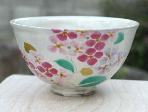 京焼 清水焼 彩あじさいご飯茶碗 花月 小