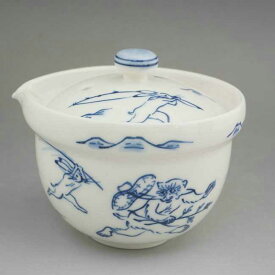 京焼 清水焼 染付鳥獣戯画　宝瓶急須　陶あん