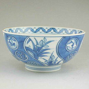 京焼 清水焼 染赤四君子ご飯茶碗 賀峰 大