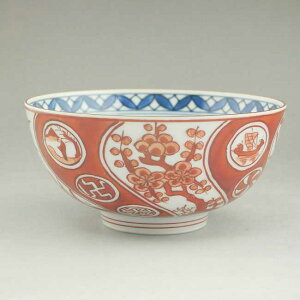 京焼 清水焼 染赤四君子ご飯茶碗 賀峰 小