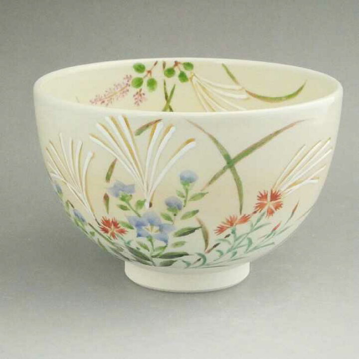 楽天市場】京焼 清水焼 秋草抹茶茶碗 昇 : 京焼清水焼専門店 松韻堂