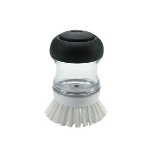 OXO オクソー ワンプッシュ パームブラシ /キッチン用品 掃除用具 生活雑貨 たわし 清掃道具 お皿洗い 食器洗い 汚れ落とし シンク周り 洗剤入れ付属 時短 便利