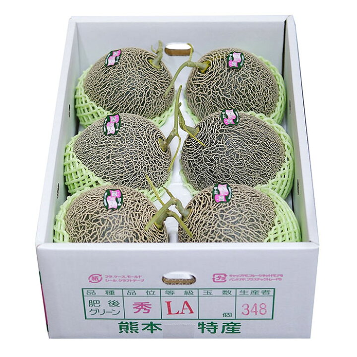 楽天市場】熊本県産 肥後グリーン メロン 秀品 Lサイズ 6玉入 （箱 