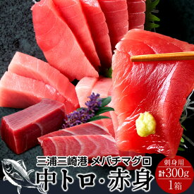 まぐろ 天然 メバチマグロ 詰合せ 300g［中トロ2、赤身1］鮪セット 刺身用 三浦三崎 マグロ 詰め合わせ 神奈川県産 通販 ご当地 お取り寄せ 産直 グルメ［ 父の日 ギフト プレゼント］