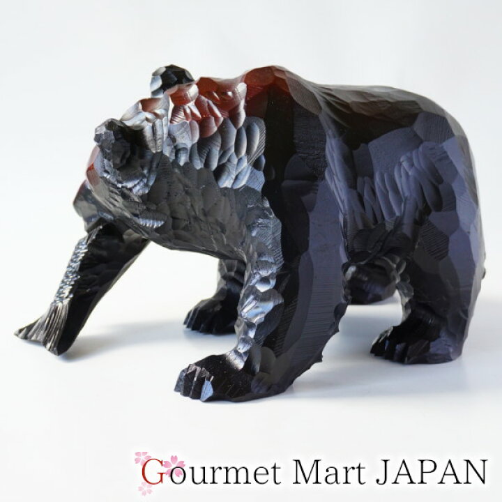 楽天市場】木彫りの熊「鮭咥え」10号 佐藤憲治作 彫刻 置き物 オブジェ 