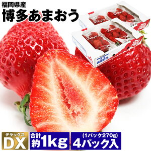 あまおう いちご 福岡 DX 4パック 約1kg (1パック約270g×4) 博多あまおう デラックス イチゴ 苺 冷蔵便 同梱不可 指定日不可