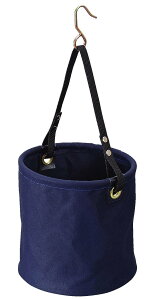 コヅチ(KOZUCHI) 9号帆布 底板付電工用バケツ 紺 直径24×高さ24cm フック付 KB-05-24 N