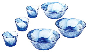 東洋佐々木ガラス 流蒼 そうめん 3客セット 日本製 食洗機対応 麺皿 中鉢 鉢 器 取り皿 深皿 皿 ガラス皿 食器 ギフト プレゼント 贈り