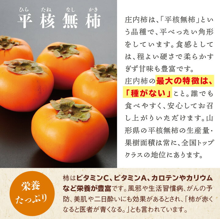 楽天市場】種なし「庄内柿」 秀Ｌ 山形県鶴岡市産 渋抜済 13個 2.5kg 11月上旬～11月下旬発送 : 庄内観光物産館