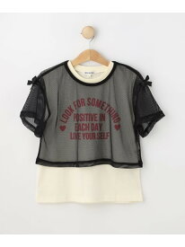 【SALE／60%OFF】【130-150cm/2点セット】メッシュセットプルオーバー SHOO・LA・RUE シューラルー トップス アンサンブル パープル ブラック【RBA_E】[Rakuten Fashion]