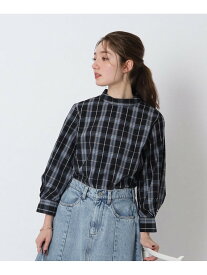 【SALE／36%OFF】【イージーケア/7分袖】控えめカラーのチェック柄 ハイネックブラウス SHOO・LA・RUE シューラルー トップス シャツ・ブラウス ブラック ベージュ レッド ネイビー【RBA_E】[Rakuten Fashion]