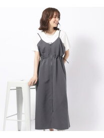 フロントZIP ドロストキャミワンピース SHOO・LA・RUE シューラルー ワンピース・ドレス ワンピース グレー ブラック カーキ[Rakuten Fashion]