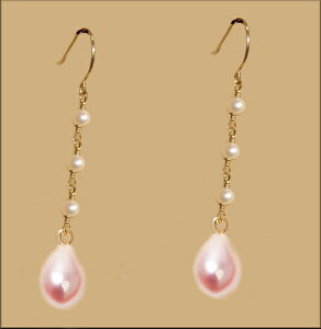 k18ピアス 真珠 パール 大粒 ピンク K18 シンプル ビッグ BIG 誕生石 カラーストーン 18金 ピアス 引っ掛け式 フック 揺れる ロング ピアス レディース 女性 プレゼント 贈り物 ギフト包装可