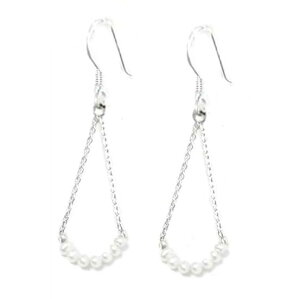 アメリカンピアス SV925 パール 白真珠 ロングピアス ドロップシェイプ 誕生石 ホワイト 揺れるピアスシンプルぶら下がりピアス レディース シルバー925