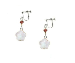 イヤリングガーネットシェルフラワーマルチカラー白蝶貝人気かわいいアメリカンピアスもありシルバ-925