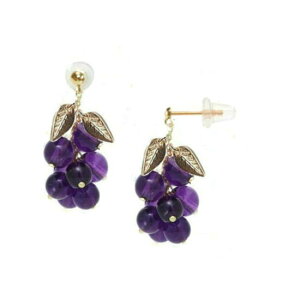 k18ピアス アメジスト 18金 スタッド ピアス 紫水晶 丸 2月誕生石 ぷるぷる ロング リーフ 葉っぱ k18 ゴールドゆうパケット【送料無料】