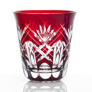 江戸切子 焼酎ロックグラス 重ね剣矢来 すみだ江戸切子館(ヒロタグラス) 紅(赤) ガラス(硝子) 江戸切子 母の日 記念日 敬老の日 誕生日 還暦祝い 退職祝い 記念品 結婚祝い 古希祝い 内祝