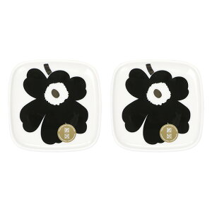 マリメッコ marimekko オイバ ウニッコ プレート 10x10cm 2枚セット (コール×シルバー×ホワイト) 072781 199 Oiva Unikko Plate 2pcs トレイ お皿 食器 花柄 2枚セット フラワー キッチン雑貨 北欧 プレゼ