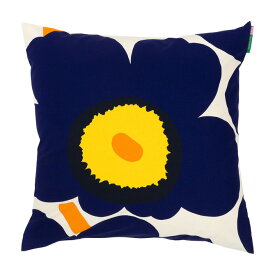 marimekko マリメッコ ウニッコ誕生60周年記念デザイン クッションカバー 50x50cm （コットン×ダークブルー×オレンジ×イエロー） 073154 583 Unikko Cushion Cover 花柄 ファブリック インテリア おしゃれ かわいい 北欧 ギフト対応 【送料無料（一部地域除く）】