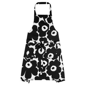 マリメッコ marimekko ピエニウニッコ エプロン(ブラック×ホワイト) 064161 190 APRON PIENI UNIKKO キッチン雑貨 北欧 雑貨 柄 フラワー 白 黒 モノトーン 定番 レディース 前掛け おしゃれ かわいい