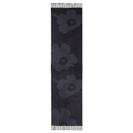 マリメッコ marimekko ウニッコ マフラー （ブラック×ダークグレー） Kirkas Juhla Unikko Scarf 50x200cm 091171 999 フリンジ 花柄 フラワー スカーフ ファッション雑貨 衣類 レディース メンズ 男女兼用 おしゃれ 北欧 プレゼント ギフト対応 【送料無料】