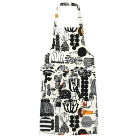 マリメッコ marimekko プータルフリン パルハート エプロン （ホワイト×ブラック×オレンジ） 074334 193 Puutarhurin Parhaat Apron ガーデニング 野菜 北欧 プレゼント レディース 前掛け おしゃれ かわいい キッチン雑貨 母の日 ギフト対応 【送料無料（一部地域除く）】