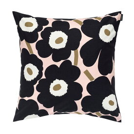 【2026春夏 新作 】 マリメッコ marimekko ピエニウニッコ クッションカバー 50x50cm （ピンク×チャコール×ライトブラウン） 075342 75342 390 Pieni Unikko Cushion Cover 花柄 pink グレー インテリア おしゃれ 北欧 プレゼント ギフト対応 【送料無料（一部地域除く）】