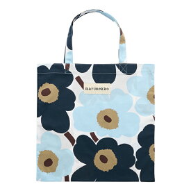 【2026秋冬 新作 】 マリメッコ marimekko ピエニウニッコ ファブリックバッグ 44x43cm （ホワイト×ブルーベリー×シーブルー×ダークブラウン） 076025 76025 145 Pieni Unikko Tote Bag コットントート トートバッグ サブバッグ 北欧 雑貨 【送料無料（一部地域除く）】