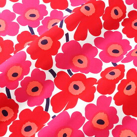 マリメッコ marimekko ファブリック 生地 ミニウニッコ （001 レッド×ピンク） 10cm単位カット販売 066475 001 Cotton fabric MINI UNIKKO マリメッコ生地 DIY 布 花柄 フラワー 赤 白 手芸 北欧 おしゃれ かわいい