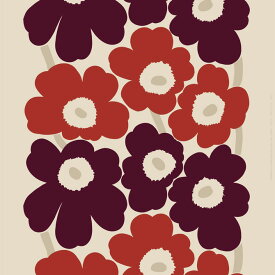 マリメッコ marimekko コットンリネンファブリック 生地 ウニッコ （383 リネン×レッド） 10cm単位カット販売 072681 383 2023AW 2023秋冬 Cotton Linen Fabric UNIKKO マリメッコ生地 DIY 布 花柄 フラワー 綿 麻 手芸 北欧 おしゃれ かわいい