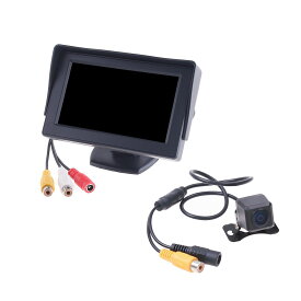 4.3インチTFT液晶モニター フード付き 小型バックカメラセット 車載モニター バックモニター 12V 広角120 防水 | カーモニター リアカメラ バックモニターセット カメラセット モニタ バック カメラ モニター セット バックカメラ アクセサリー 車用品 ◇ALW-OMT43SET