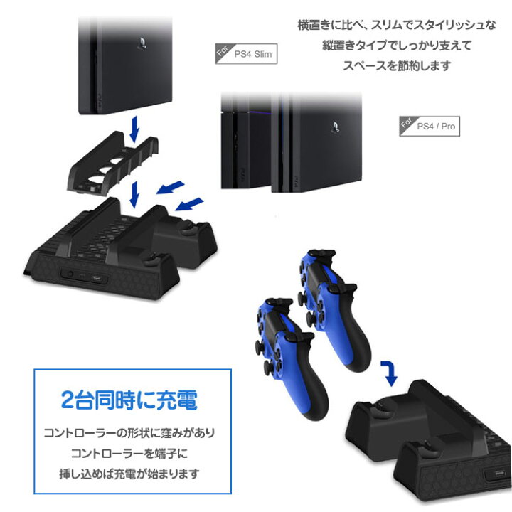 楽天市場】PS4シリーズ 縦置きスタンド 冷却ファン PS4 / PRO / SLIM 