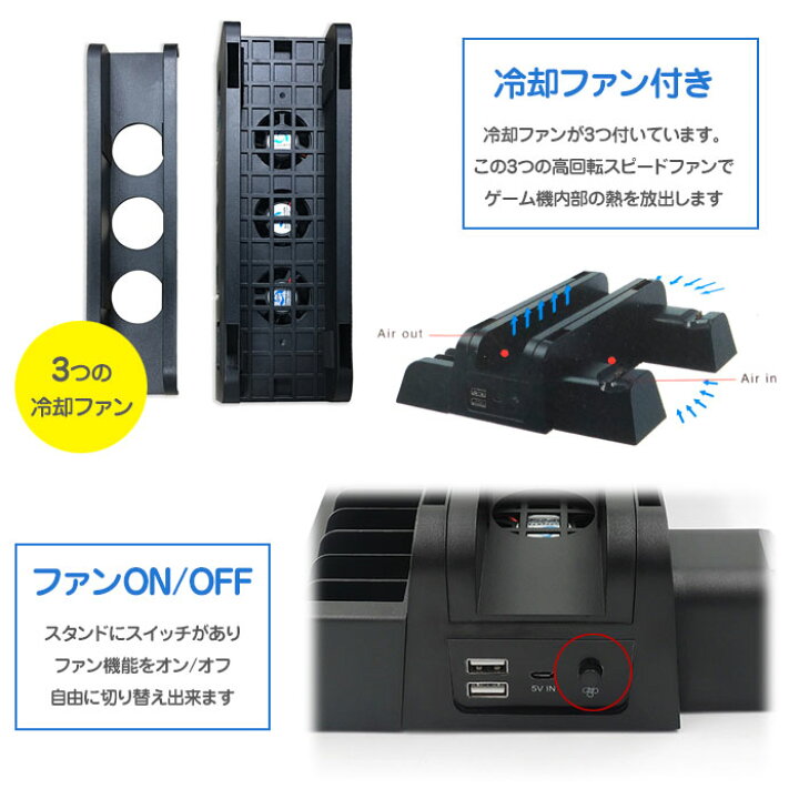 楽天市場】PS4シリーズ 縦置きスタンド 冷却ファン付き PS4/PRO/SLIM  