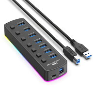 7ポート USB3.0 ハブ 個別スイッチ付き USBハブ セルフパワー バスパワー 両対応 5Gbps 高速 同期 データ…
