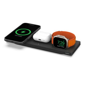 Belkin 3 in 1 MagSafe充電器 最大15W高速充電 ワイヤレス充電器 MagSafe公式認証 iPhone 14 / 13 / 12 Apple Watch 8/7/Ultra 高速充電対応