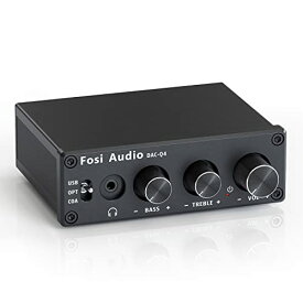 Fosi Audio Q4 DAC ヘッドフォンアンプ ミニステレオ 24ビット 192KHz PC-USB/光/同軸/RCA 入力 アナログオーディオコンバーター MAC/PC/TV/PS4/DVDをサポート 家庭用アクティブスピーカーに対応 (US