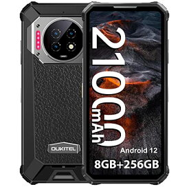 OUKITEL WP19 SIMフリー スマホ 本体 21000mAh大容量バッテリー 8GB RAM+256GB ROM スマートフォン Android 12 防水防塵耐衝撃 6.78インチFHD+ 大画面 33W急速充電