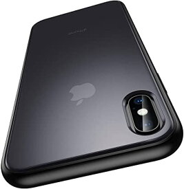 Meifigno iPhone Xs 用ケース iPhone X 用ケース ブラック 強化ガラスフィルム付き 軍事レベル認証 マット 半透明 ソフトなTPUエッジ+かたいPC裏側 耐久性 耐衝撃 指紋防止 ワイヤレス対応 アイフォンX/Xs 用