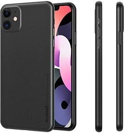 iPhone 11 用 ケース 0.3mm 超薄型 memumi® 全面保護カバー 指紋防止 傷付き防止 6.1インチ 人気ケース カバー (ブラック)