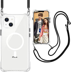 iPhone13 Pro 6.1 �p �P�[�X �N���A MagSafe�Ή� �X�g���b�v �V�����_�[ �}�O�l�b�g���� HILEGENER�A�C�t�H��13Pro�J�o�[ �c/�� 2WAY���|�� �΂߂����P�[�X ���������\ (�u���b�N)