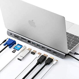 サンワダイレクト USB Type Cドッキングステーション 11in1 PD100W / USB 3 / HDMI/LAN/DisplayPort/VGA / 3.5mm / SD/microSD 400-VGA017