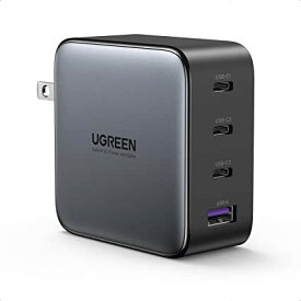 UGREEN 充電器 100W 4ポート 新生代GaN技術 PD充電器 USB-C充電器 Type-c 4台同時充電（USB-C*3とUSB-A*1） MacBook Pro/Air Dell XPS iPad Mini/Pro iPhone13/12/11 Android /ノートPC/タブレット/携帯電話 PPS規格対応 PSE技術基準適合 折り畳み式プラグ Nexode